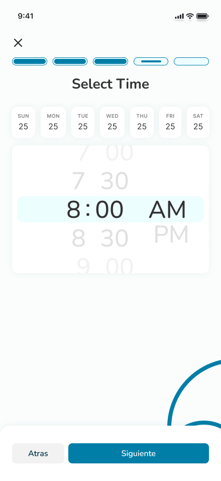Scheduling screen